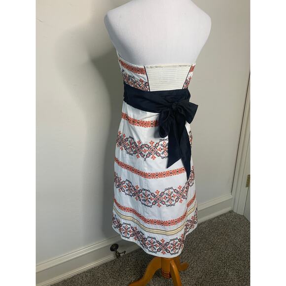 Anthropologie Embroidered Boho Strapless Dress Sz 4 Aztec - Picture 3 of 7